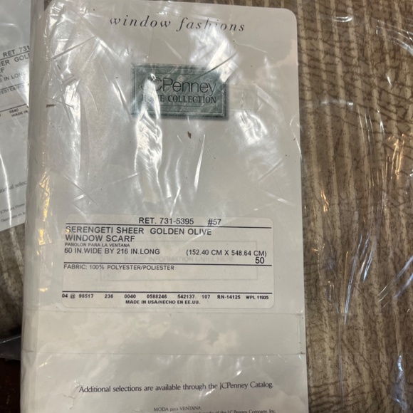 2 pair Golden Olive 60 X 216 Window scarf Serengeti - Picture 3 of 4
